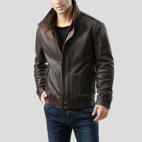 ChekBrownBomberLeatherJacket 229.99